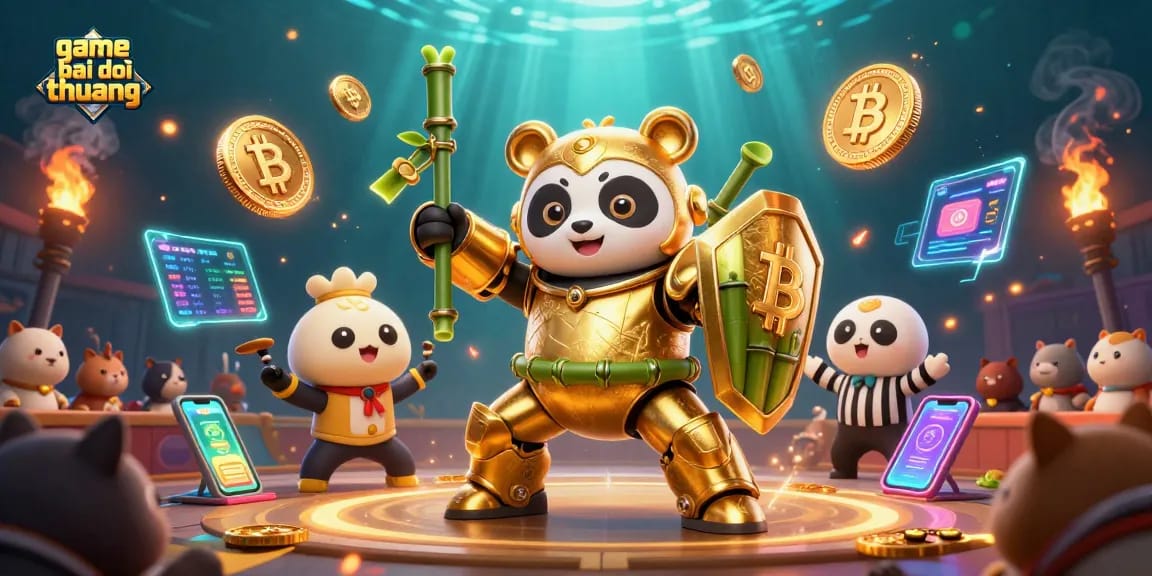 Engaging gaming action in a vibrant universe with game bai doi thuong and glowing cryptocurrency elements.
