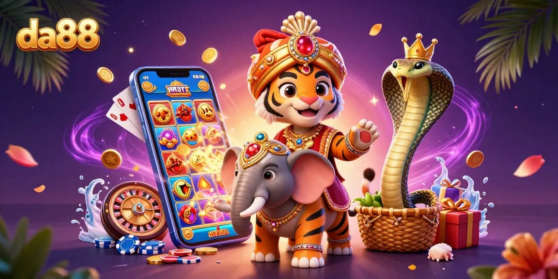 Experience da88's vibrant casino scene with captivating characters and dynamic game elements.