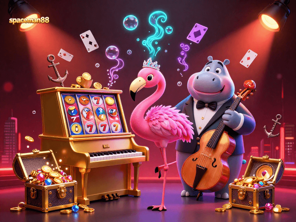 Experience the excitement of spaceman88 with vibrant casino action packed full of vivid slot elements and lively characters.