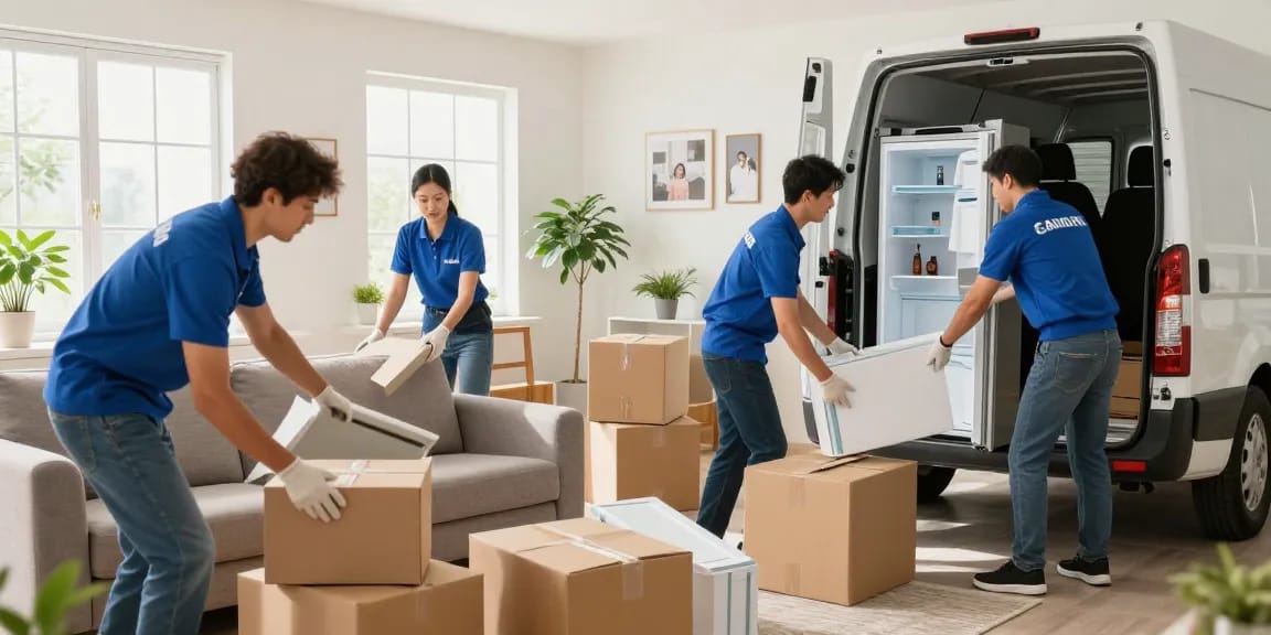 House clearance professionals efficiently removing old furniture and appliances.