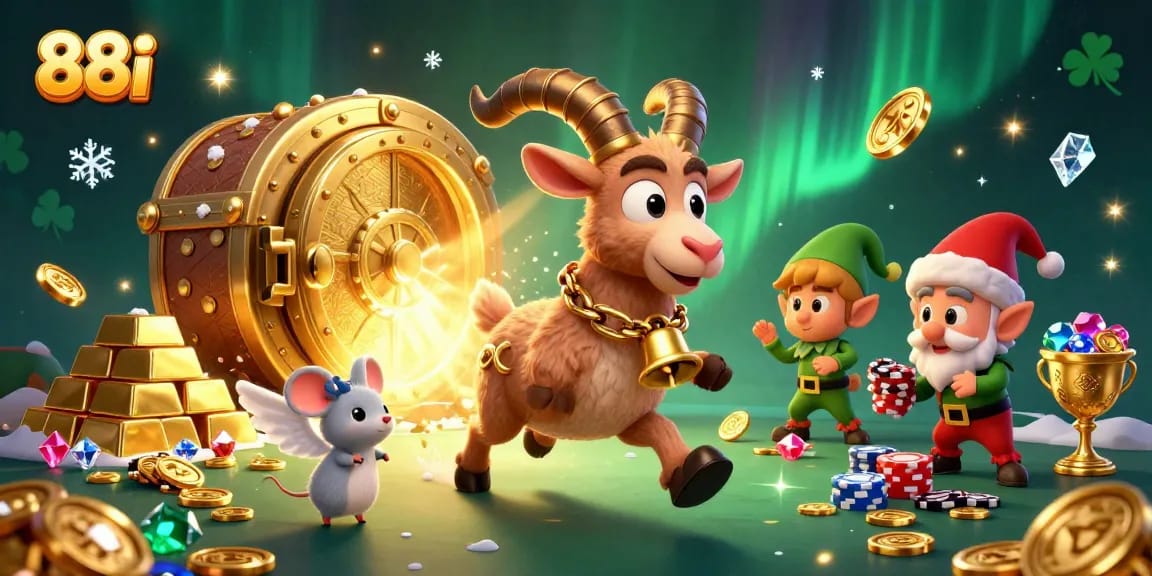 Experience thrilling gameplay at 88i with 3D casino characters and dynamic action in a festive scene.