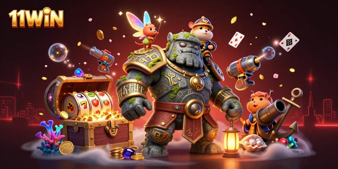 Win big at 11WIN's vibrant casino scene with enchanting characters and exciting slot action.