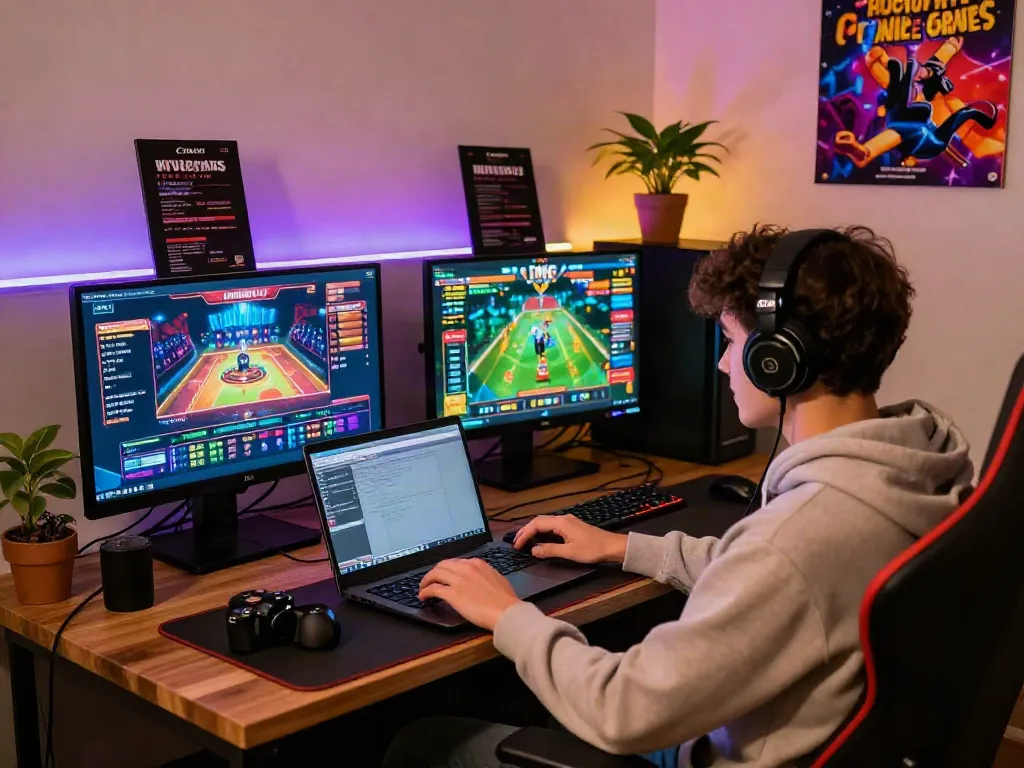Exciting online gaming area showing a player engaged with sites not on gamstop.