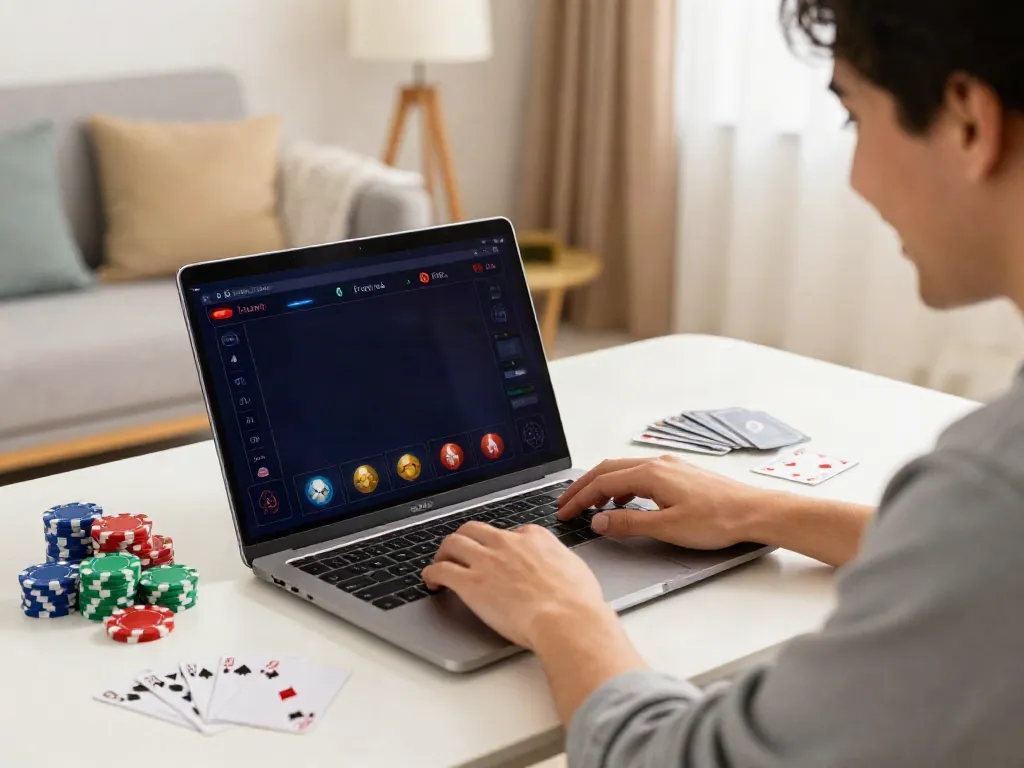 Exciting gaming atmosphere showcasing online casinos that accept credit card, with a player at a stylish setup surrounded by casino elements.