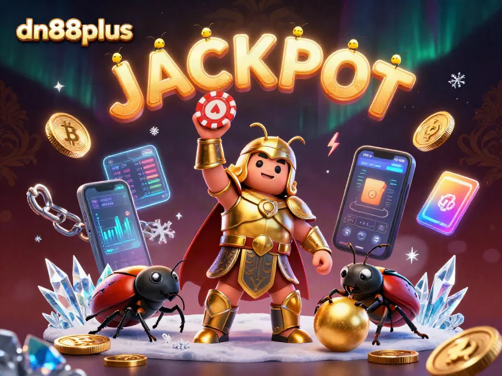 Experience thrilling wins with dn88plus as a vibrant 3D illustration captures the excitement of casino jackpots.