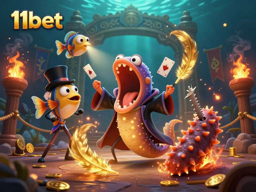 Engage in thrilling 11bet casino adventures with a magical underwater scene featuring unique characters.