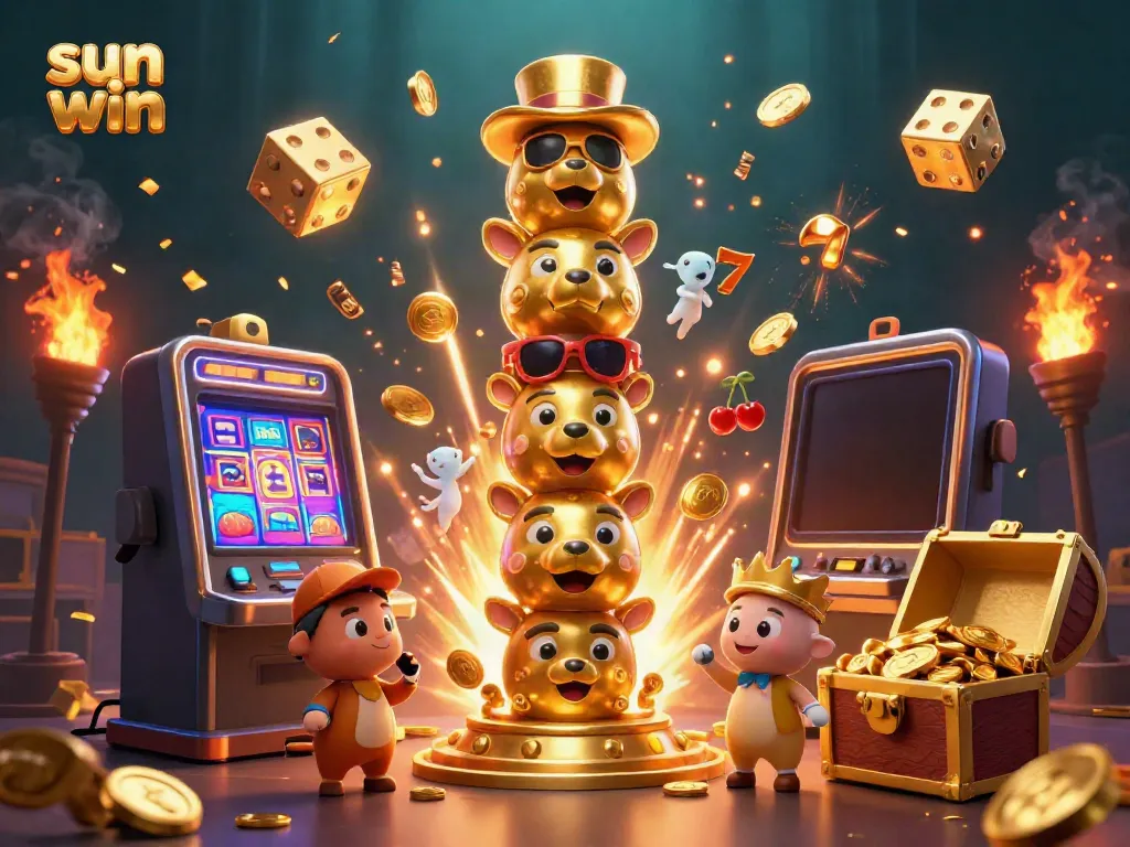 Experience the excitement of sun win with a dynamic casino scene featuring vibrant games and glowing elements.