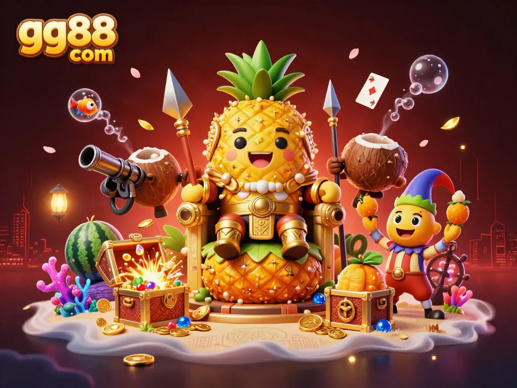 Engage with stunning 3D elements in gg88 com's vibrant online casino illustration.