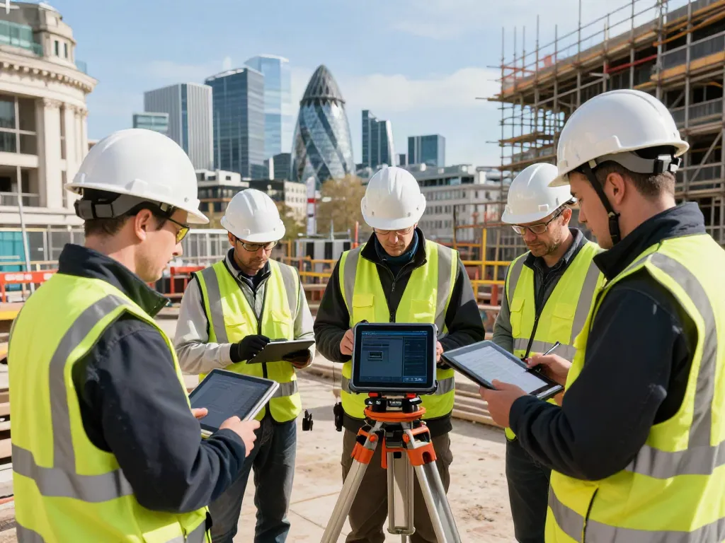 GPR Survey London team conducting a ground penetrating radar survey in an urban construction site.